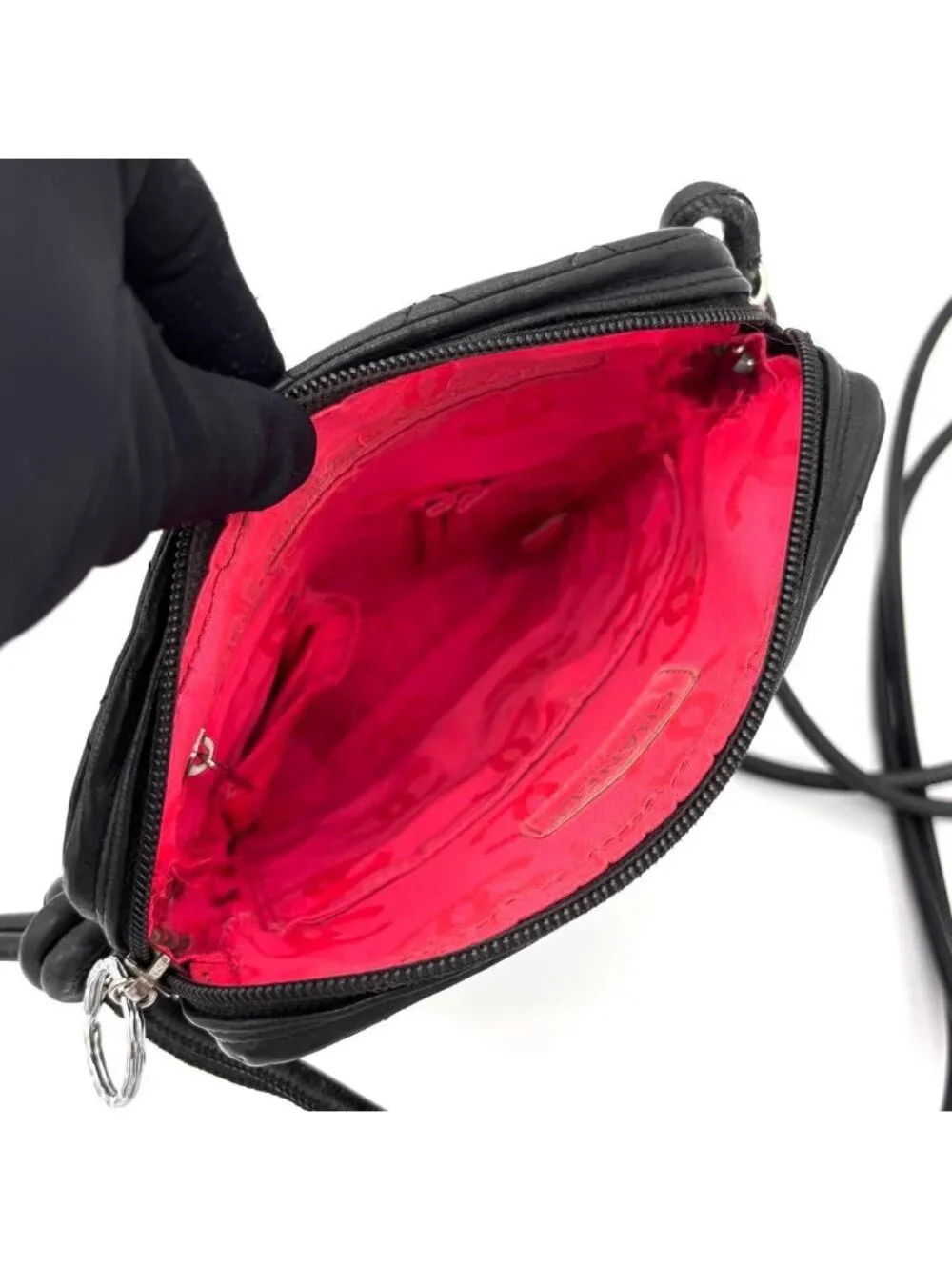 Chanel Cambon Line Leather Pochette Shoulder Bag Black